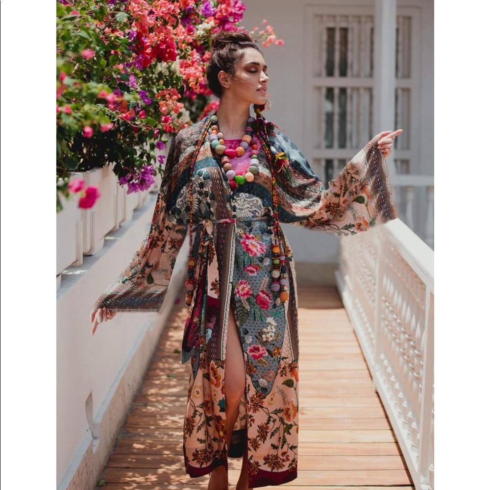 Boho multicolored kimono rap cover up - Picture 7 of 8